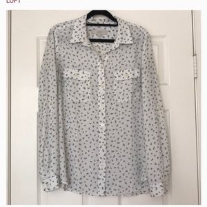 LOFT eyelash print utility shirt sz M